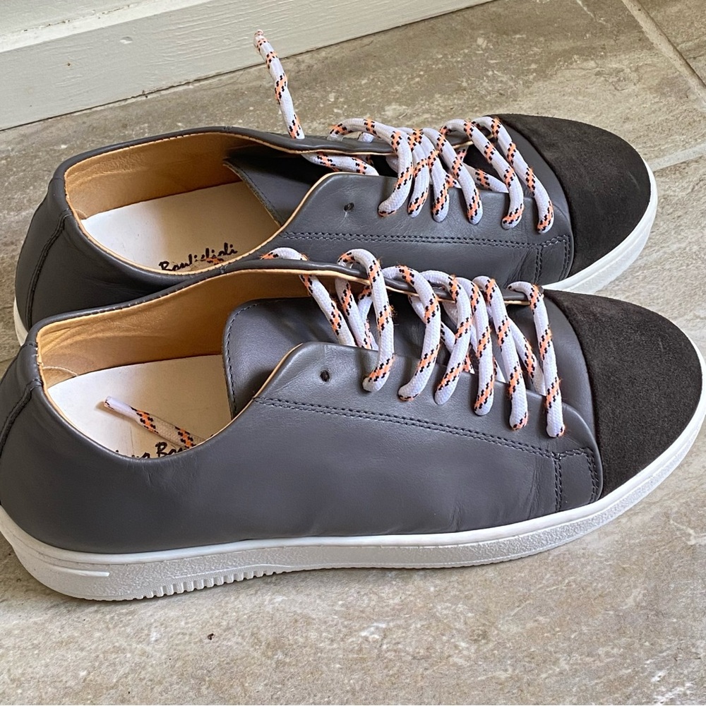 Italian Leather Sneakers Stefano Bonfiglioli Preppy Luxury Collegiate 7.5 NWOT